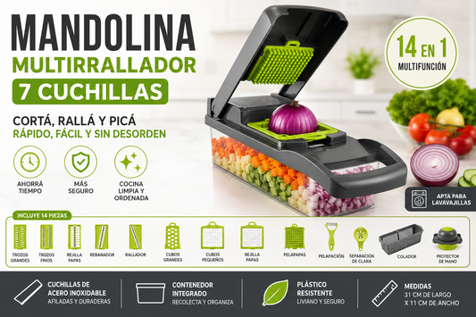 MANDOLINA MULTIRRALLADOR 7 CUCHILLAS
